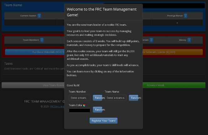 FRC Team Management Game Image