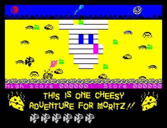 CHEESY CHASE: MORITZ AND THE MILDEWED  MOON 128K Game Cover