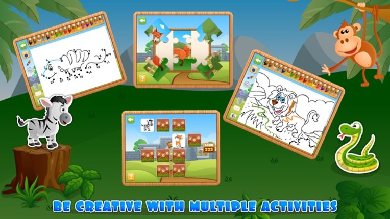 4 in 1 Fun Zoo Games Free - Learning &amp; Educational Activities App for Kids &amp; Toddlers screenshot