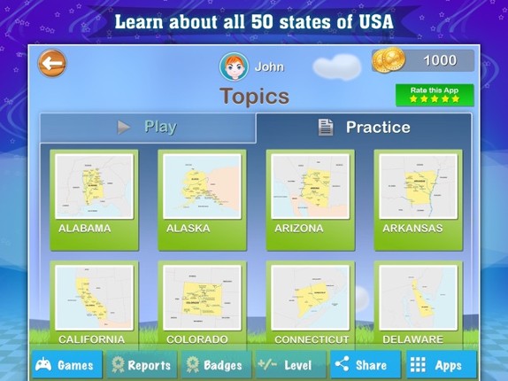 Geography of the United States of America: Map Learning and Quiz Game for Kids [Lite] Image