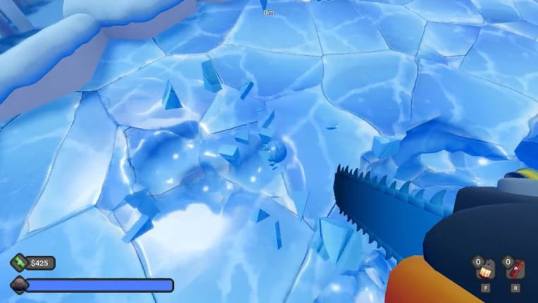 Digging A Hole In Ice With A Chainsaw Image