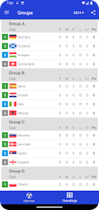 Results for Euro Football 2024 screenshot