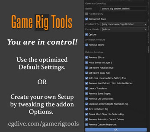 Game Rig Tools (Blender Addon) - game-ready rigs in seconds Image