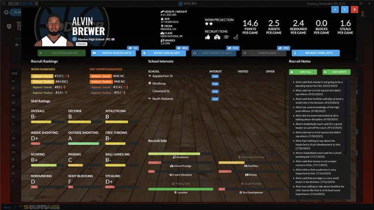 Draft Day Sports: College Basketball 26 screenshot