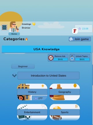 United States Knowledge Quiz screenshot