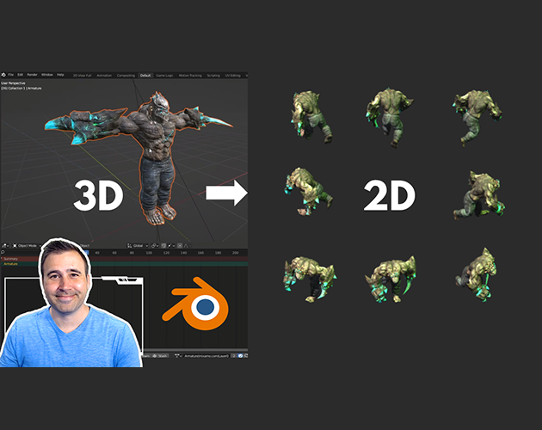 Render 4 or 8 Direction Animated Sprites from Blender Tutorial Image