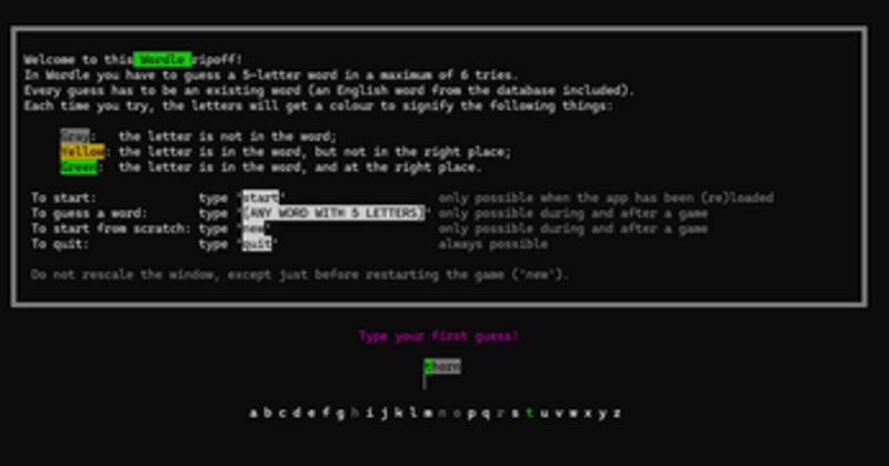 Wordle Ripoff in the Console Image