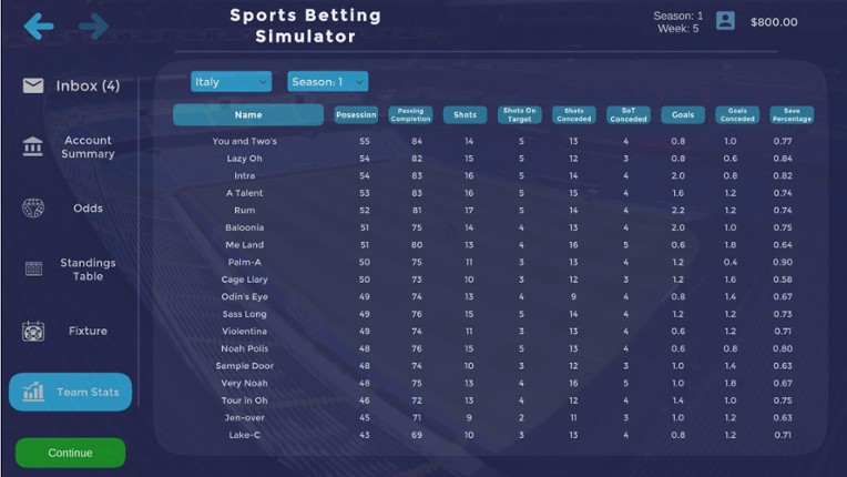 Sports Betting Simulator screenshot