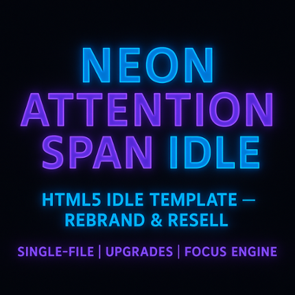 Neon Attention Span Idle – HTML5 Idle Template (Rebrand & Resell) Image