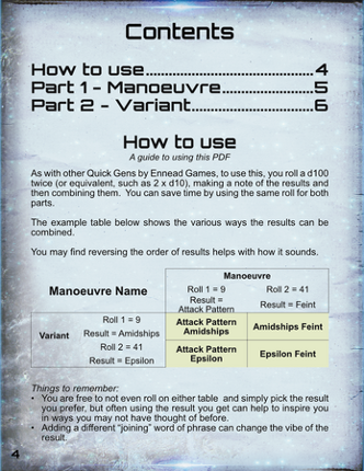 Quick Generator Starship Manoeuvres Image