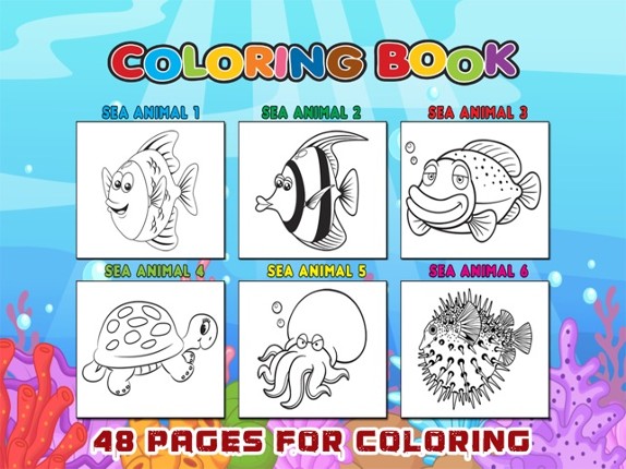 Ocean &amp; Sea Animal Coloring Book Painting Drawing Image