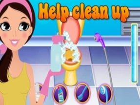 Bathroom Cleaning - Pick up trash and help wash Image