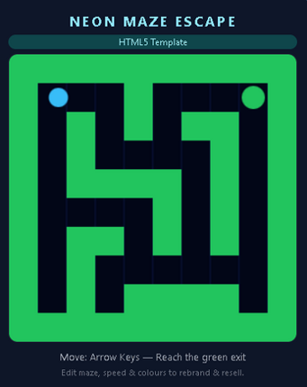 Neon Maze Escape – HTML5 Template (Rebrand & Resell) Image