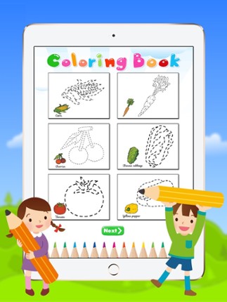 Vegetable &amp; Fruit Coloring Book - Drawing Connect dots kids Image