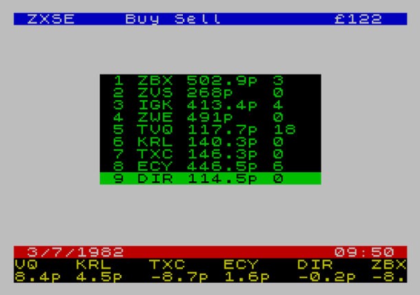 ZX Stock Exchange (Sinclair ZX Spectrum) by Matthew Begg Image