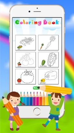 Vegetable &amp; Fruit Coloring Book - Drawing Connect dots kids screenshot