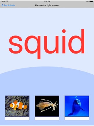 Sea Animals. Learning Cards Image