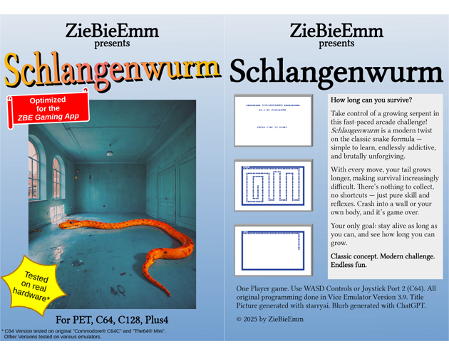 Games like Schlangenwurm (PET,C64,C128,Plus4)
