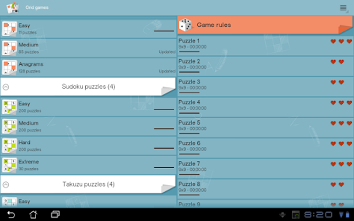 Grid games (crossword & sudoku screenshot