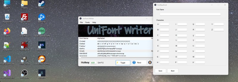 UniFont Writer screenshot