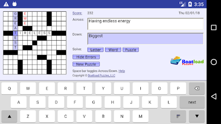 Daily Crosswords screenshot