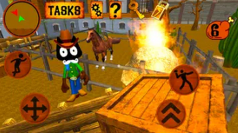 Cat Cowboy. Cartoon Neighbor Escape screenshot