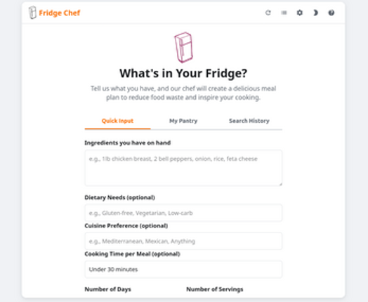 The "What's in Your Fridge?" Chef screenshot