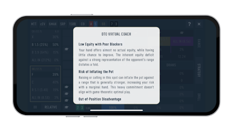 DTO CASH - GTO Poker Trainer screenshot
