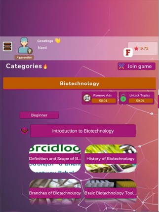 Biotechnology Knowledge Quiz screenshot