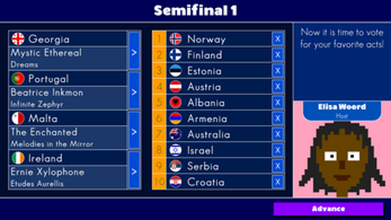 Euroaural Song Contest screenshot