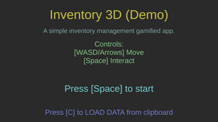 Inventory management 3D screenshot