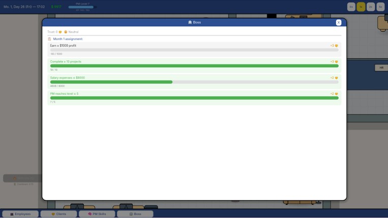 Project manager SIM screenshot