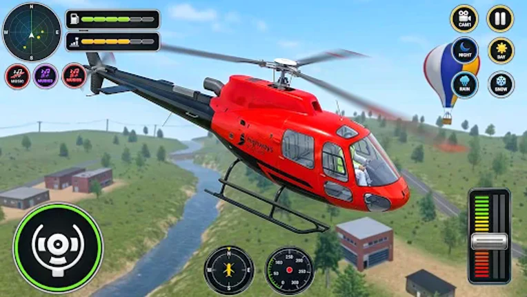 US Helicopter City Flight 3D Image