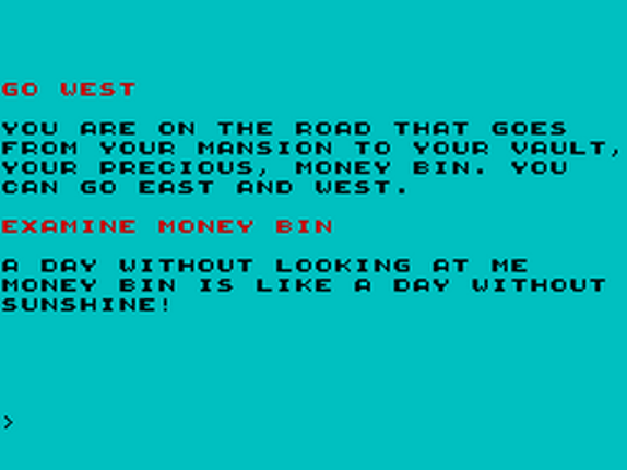 Duck Tales text-only adventure: Scrooge McDuck's treasure quest Image