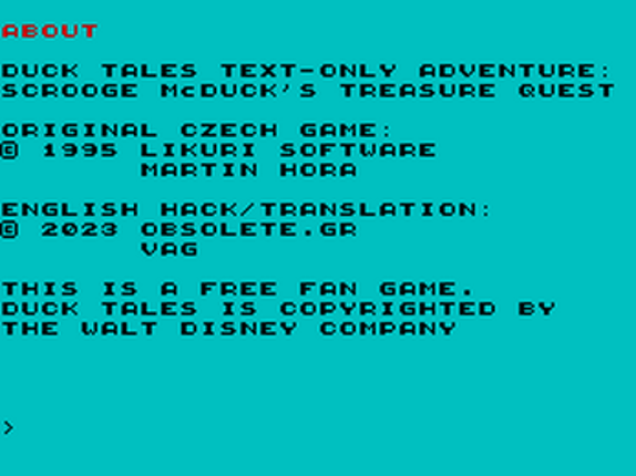 Duck Tales text-only adventure: Scrooge McDuck's treasure quest Image