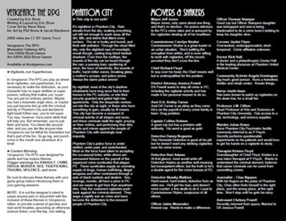Vengeance The RPG - Modern Minimalist Lo-Fi Vigilante ttrpg screenshot