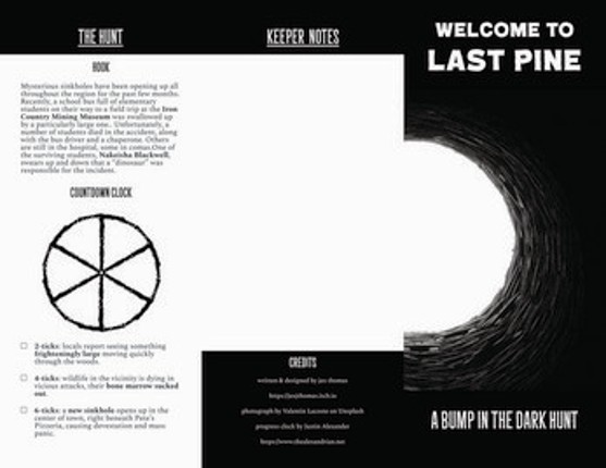 Welcome to Last Pine (and other hunts): 3 Hunts for Bump in the Dark Image