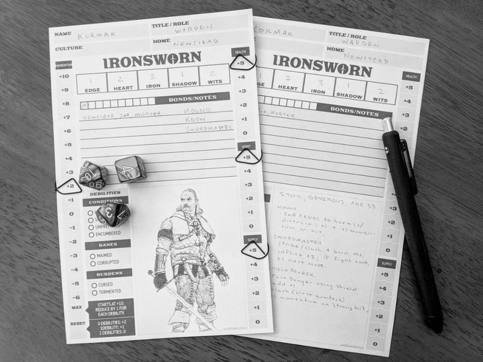 Games like Ironsworn Half-Page Worksheets