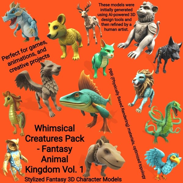 Games like Whimsical Creatures Pack - Fantasy Animal Kingdom Vol. 1 3D Model