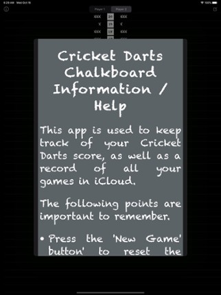 Cricket Darts Chalkboard Image