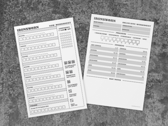 Ironsworn Half-Page Worksheets Image