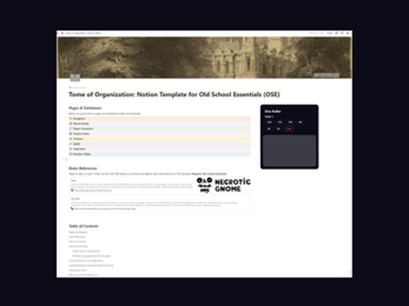 Tome of Organization Notion Template: Designed for Old-School Essentials screenshot