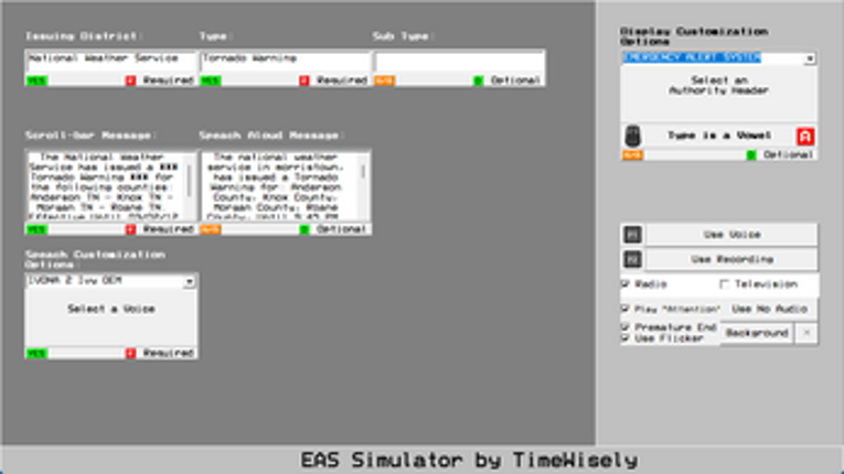 EAS Simulator screenshot