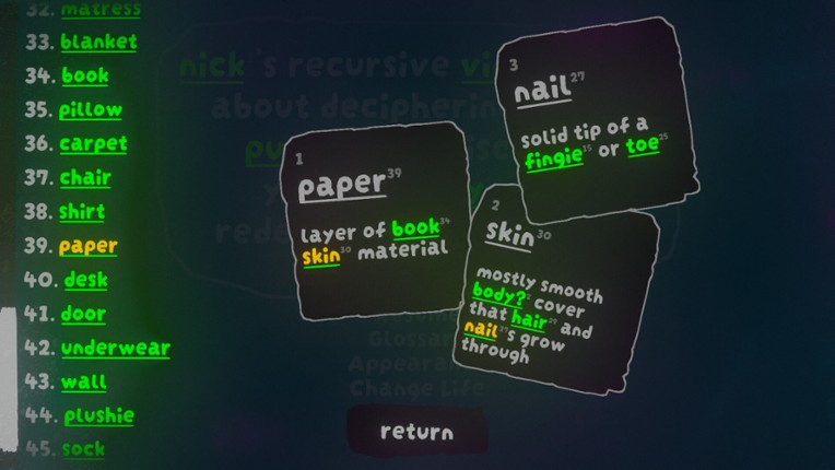 Nick¹s Recursive Videogame About Deciphering Word PuzzleS to Discover Your Identity and Redefine the Universe! Image