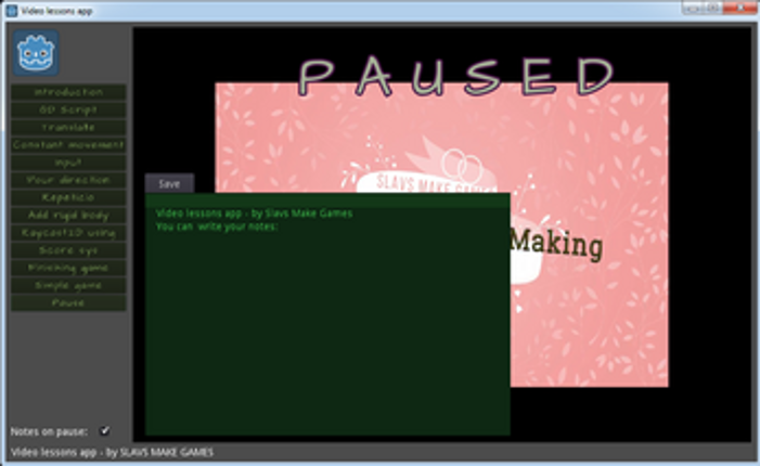 Create a game in Godot 3.1 under 9.min - video lessons app screenshot