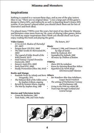 Miasma and Monsters Player's Pamphlet screenshot