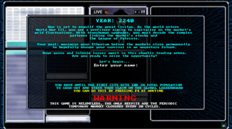 Quantum Cyberpunk Stock Market Simulator screenshot