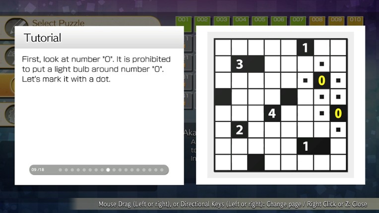 Puzzle by Nikoli W Akari (Windows) screenshot