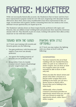 The Musketeer - 5E Fighter Subclass Image