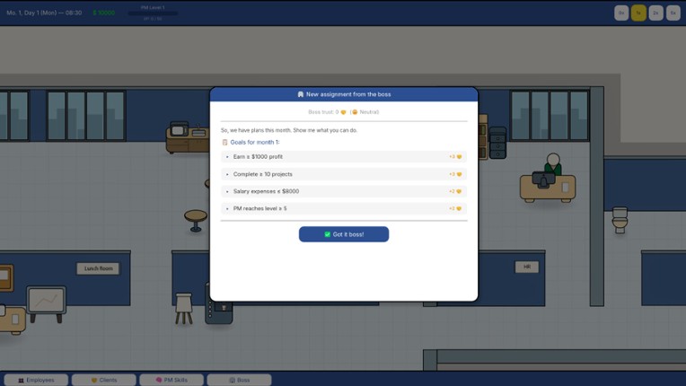 Project manager SIM screenshot